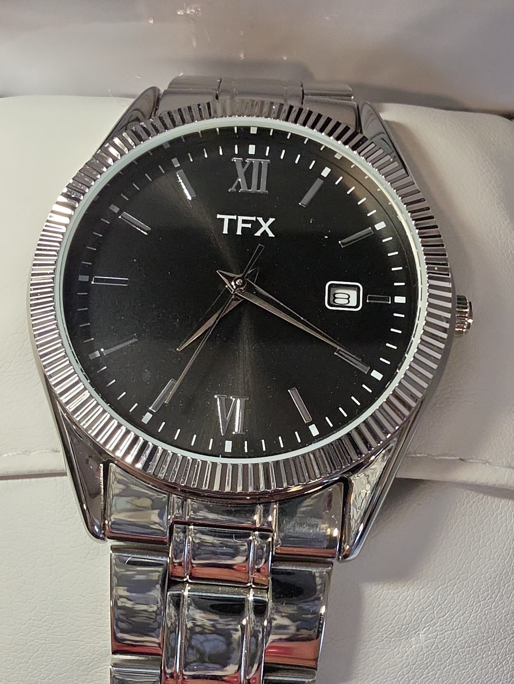 Men's TFX By Bulova Black Dial Silver Stainless Steel Bracelet Watch